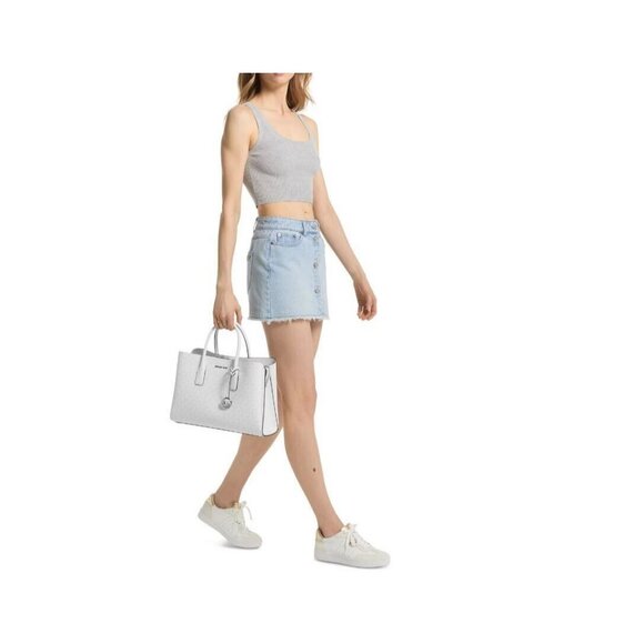 MICHAEL KORS Ruthie monogram logo large satchel crossbody bag -Optic white - Picture 12 of 13
